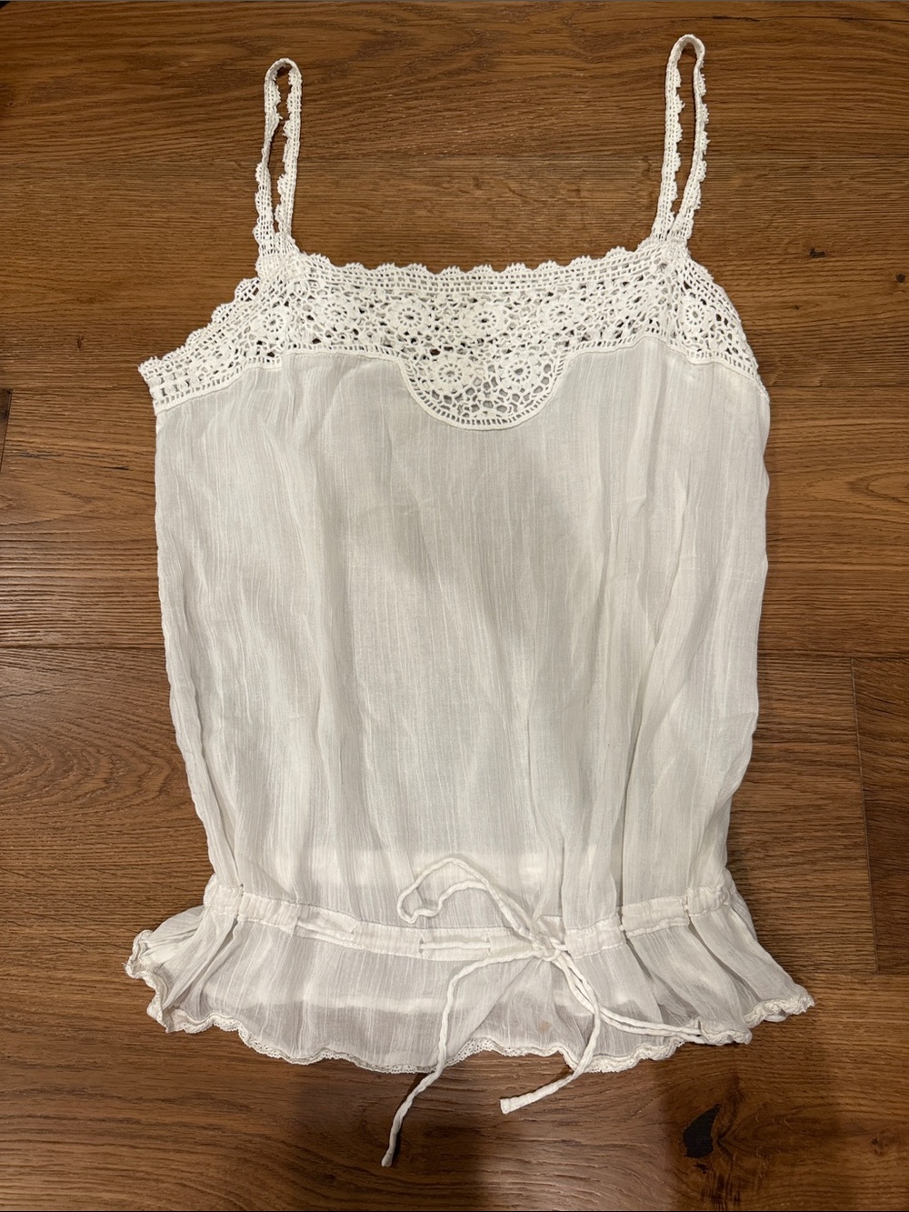 Paper Denim & Cloth White Crochet-Trim Spaghetti Strap Tank